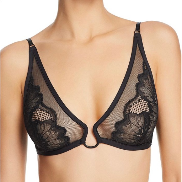 CALVIN KLEIN BLACK FLORAL CLUSTER UNLINED TRIANGLE - Picture 2 of 7